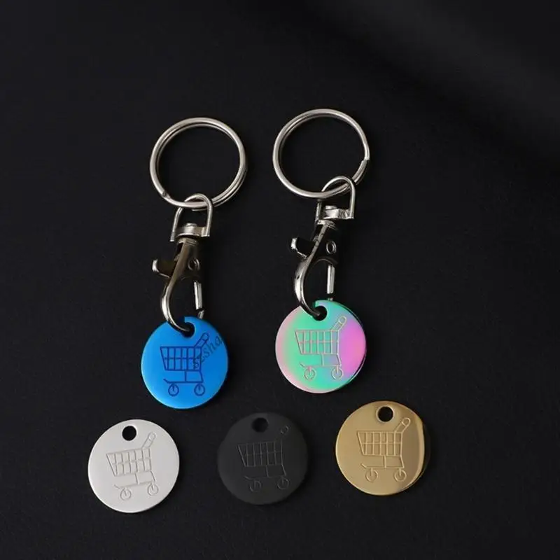 Sweet Cool Wind Supermarket Cart Round Label Keychain Y2k Niche Retro Bag Pendant Decoration Accessories for Women Q6RB