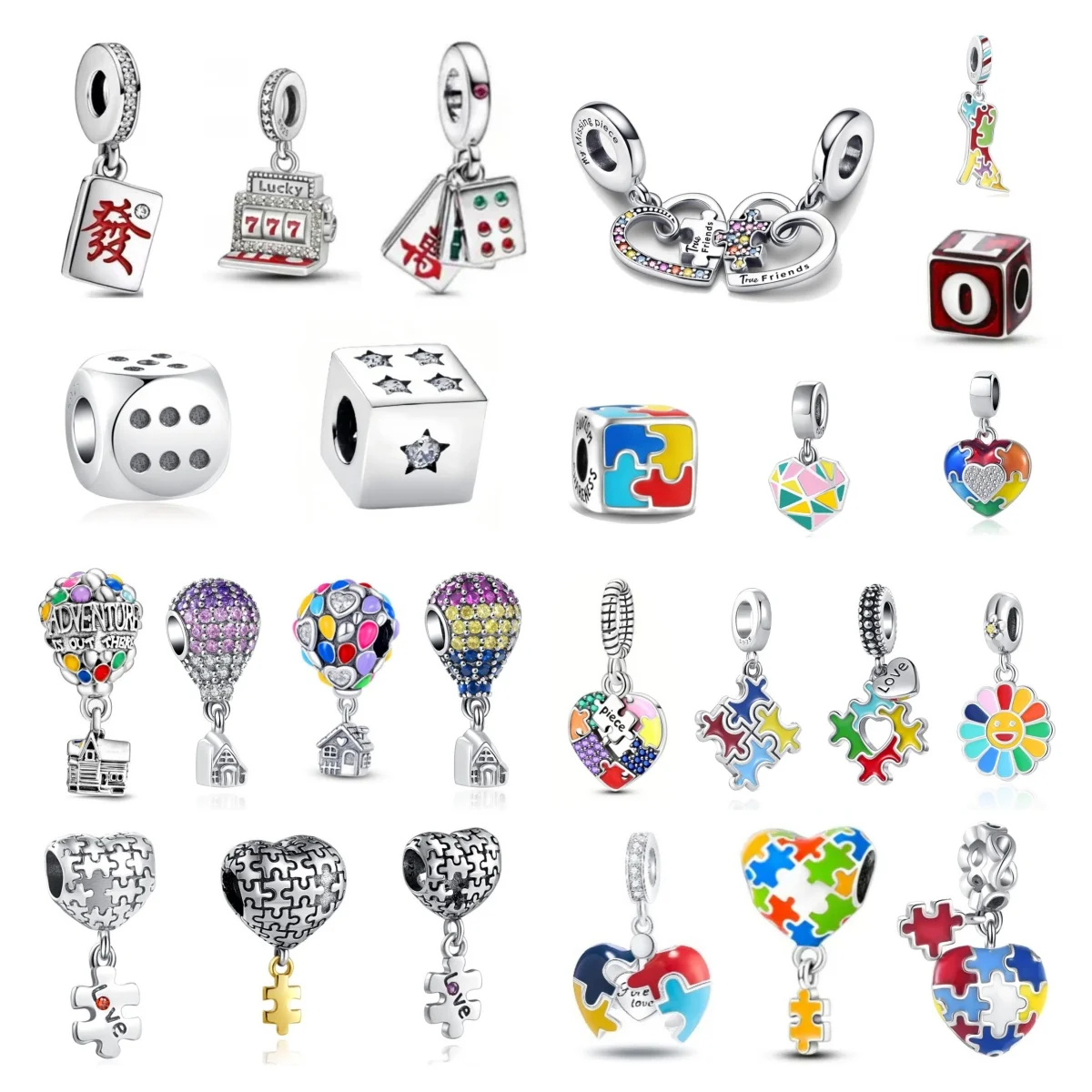 Hot selling 925 Silver Puzzle Cube Hot Air Balloon Pendant Charm Bead Fit Women to Wear European Bracelets DIY Women's Jewelry