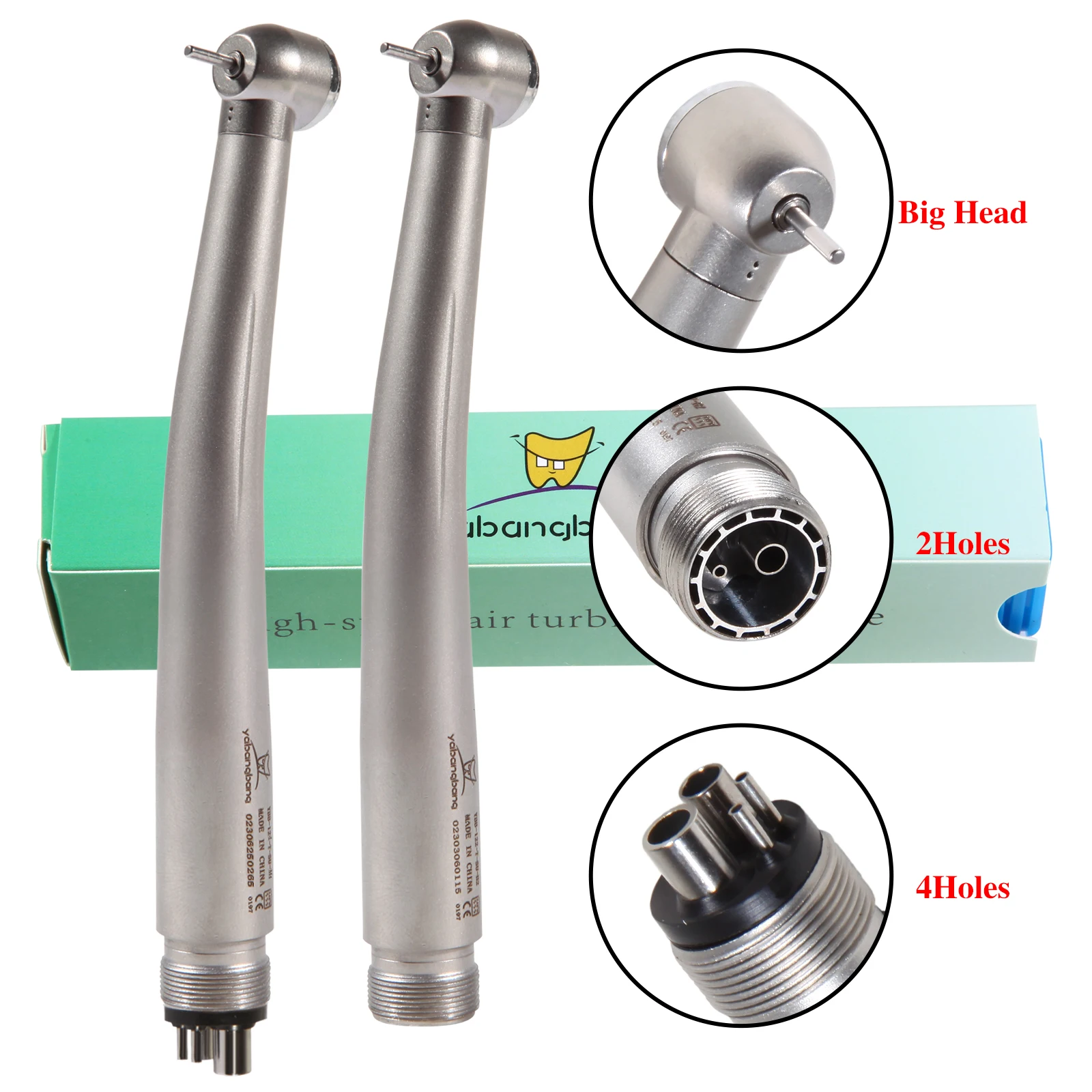 Sale! YABANGBANG 10pcs Dental High Speed Handpiece 2/4Holes Push Button Big Head Single Water Spring Fit NSK Style Free Shipping