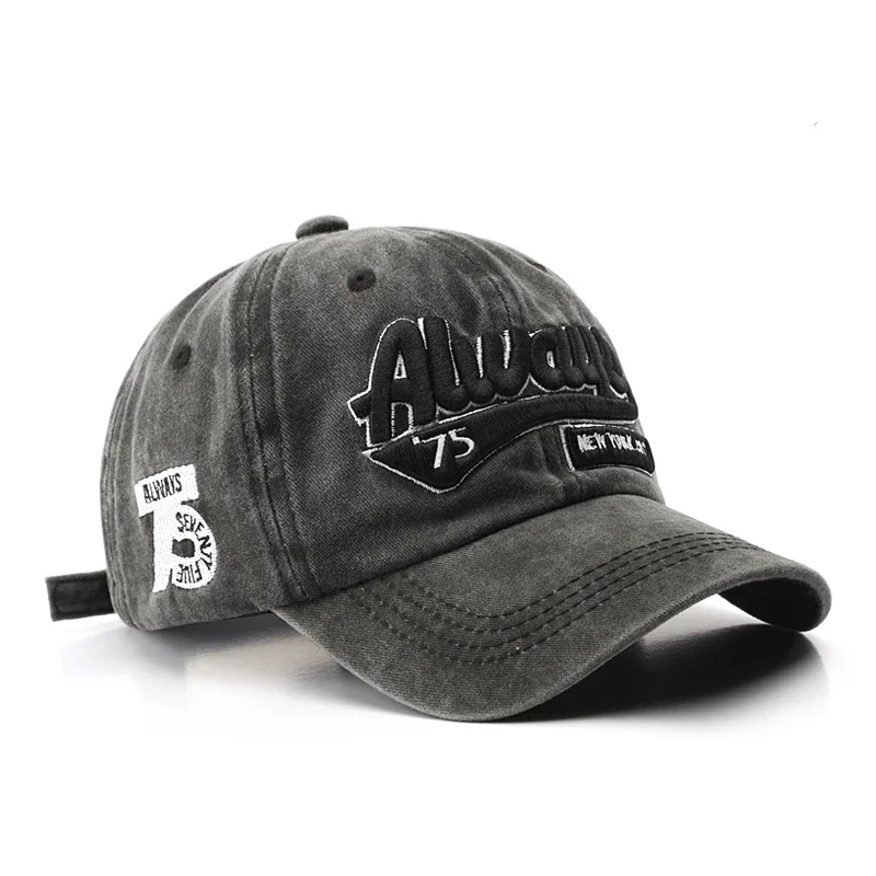 Washed Cotton Baseball Cap Snapback Caps Retro Letter Bone Hats for Men Women Gorras Hombre Dad Casual Casquette