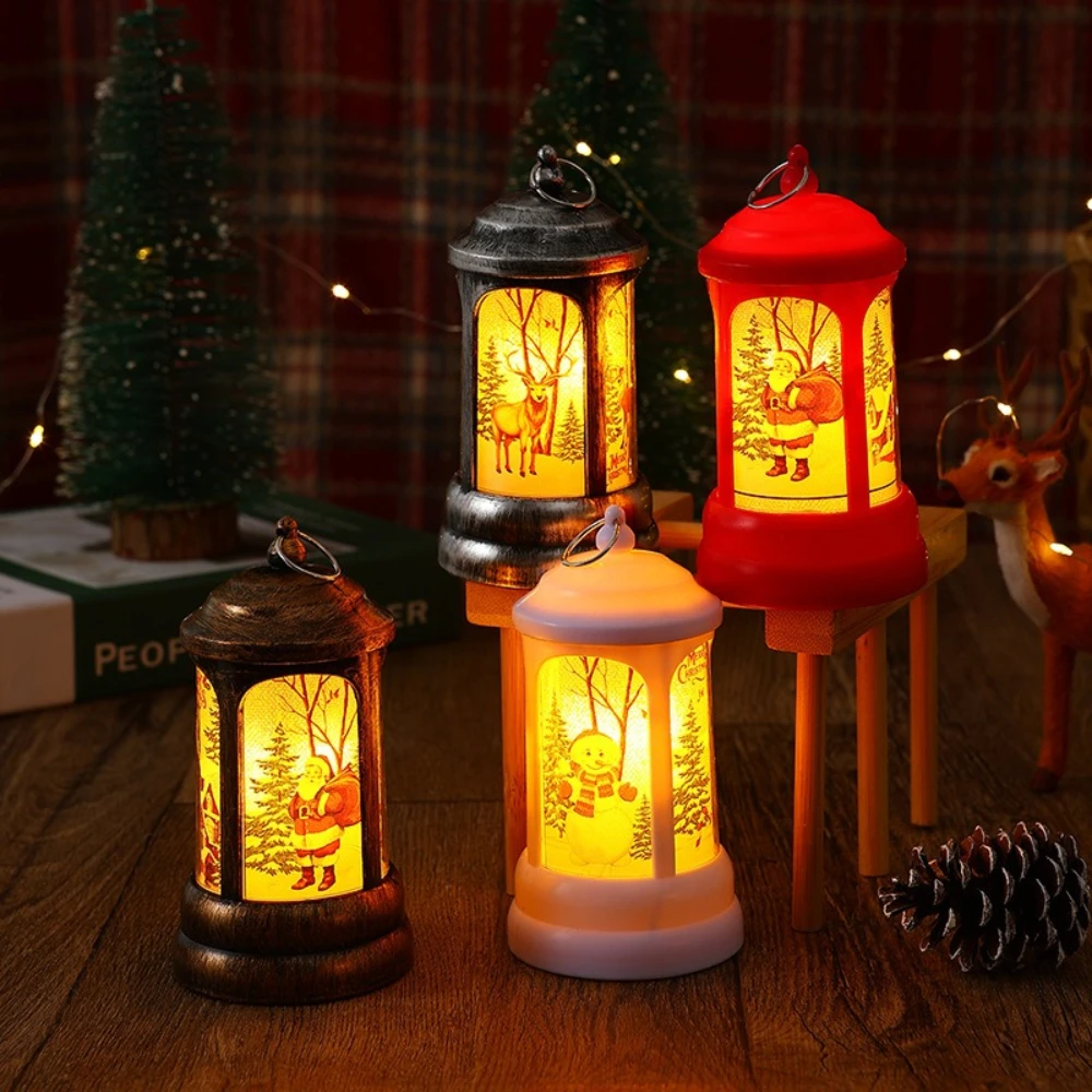 Christmas Decor Retro Mailboxes Small Wind Lights with Button Strips Electronic LED Christmas Night Lights Window Display Gifts