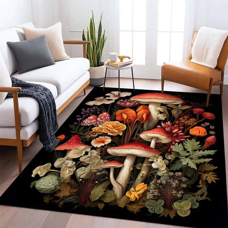 Divination Mushroom Pattern Living Room Bedroom Carpet Bedside Bathroom Floor Mat 15 Size Area Rug Cloakroom Home Decor Play Mat