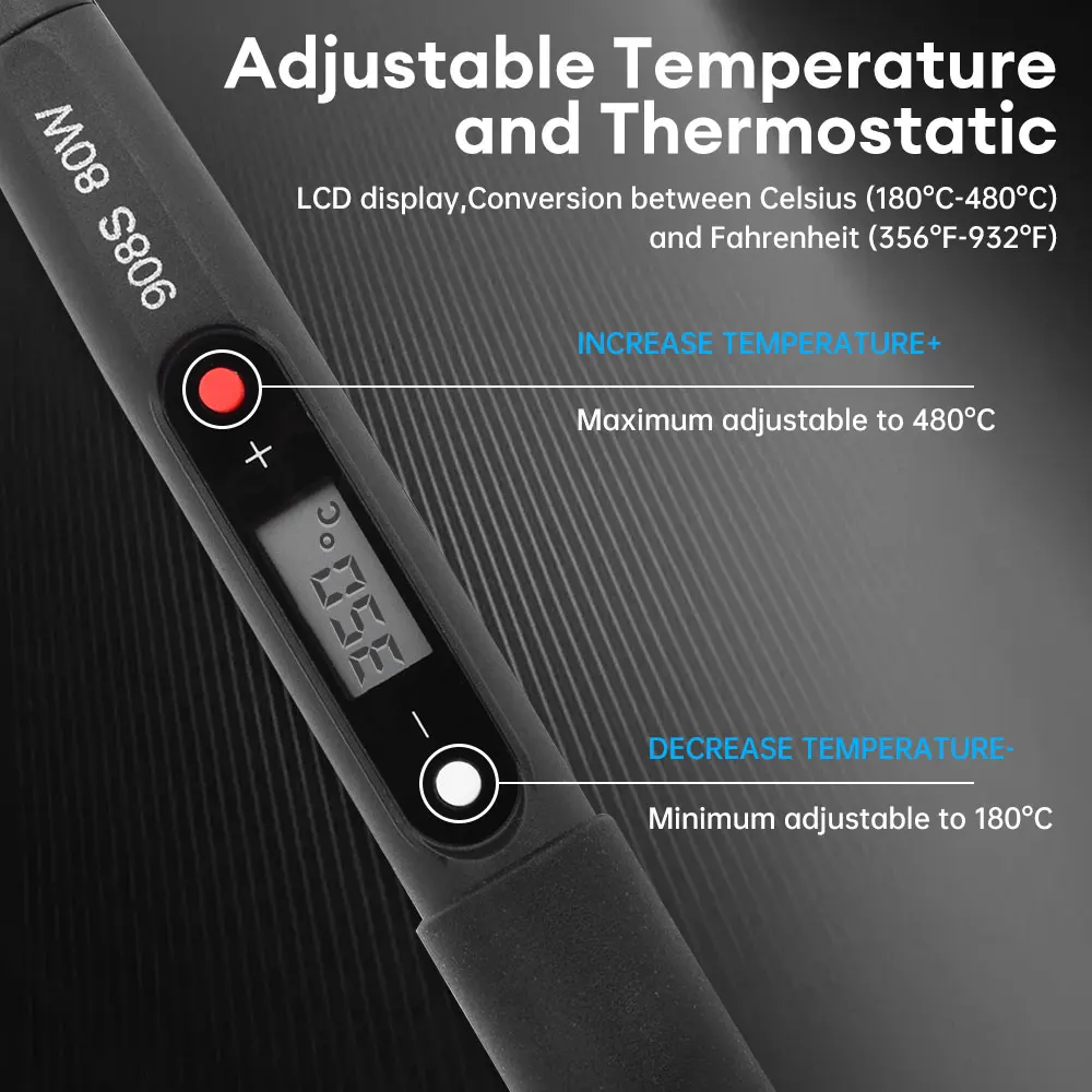80W Wired Constant Temperature Soldering Iron with internal heating LED Digital Display Adjustable Temperature Soldering Iron