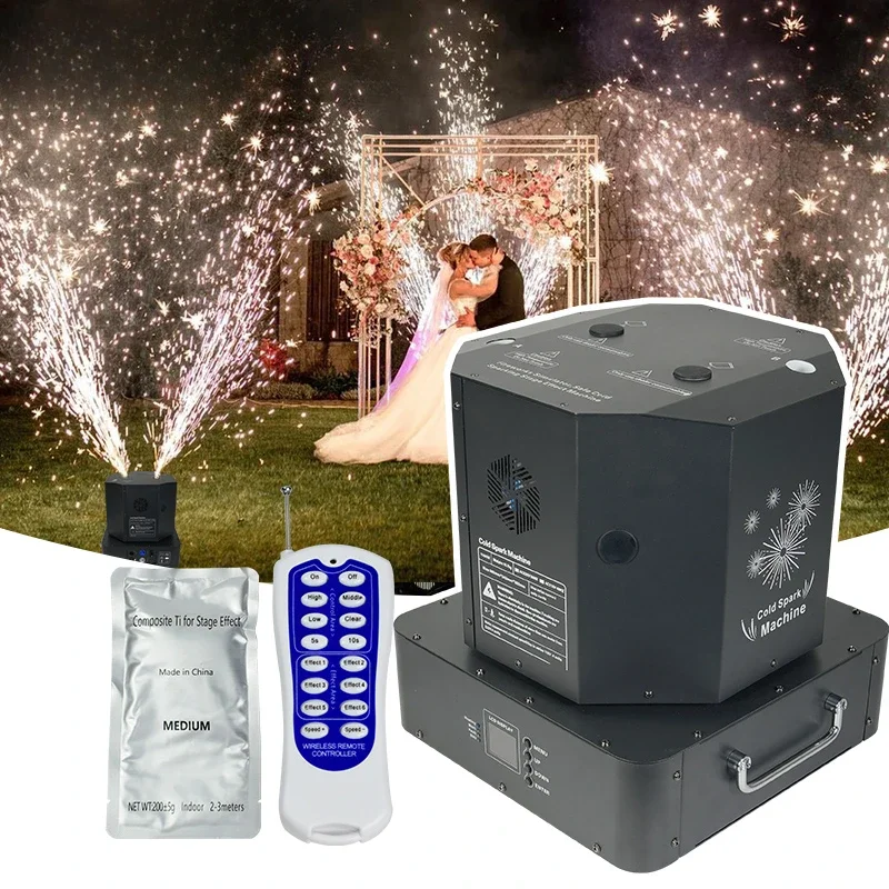 Dual Head Rotation Fireworks Flame Spark 360 Degree Double Jet Spray For Wedding Stage Cold Fireworks Machine