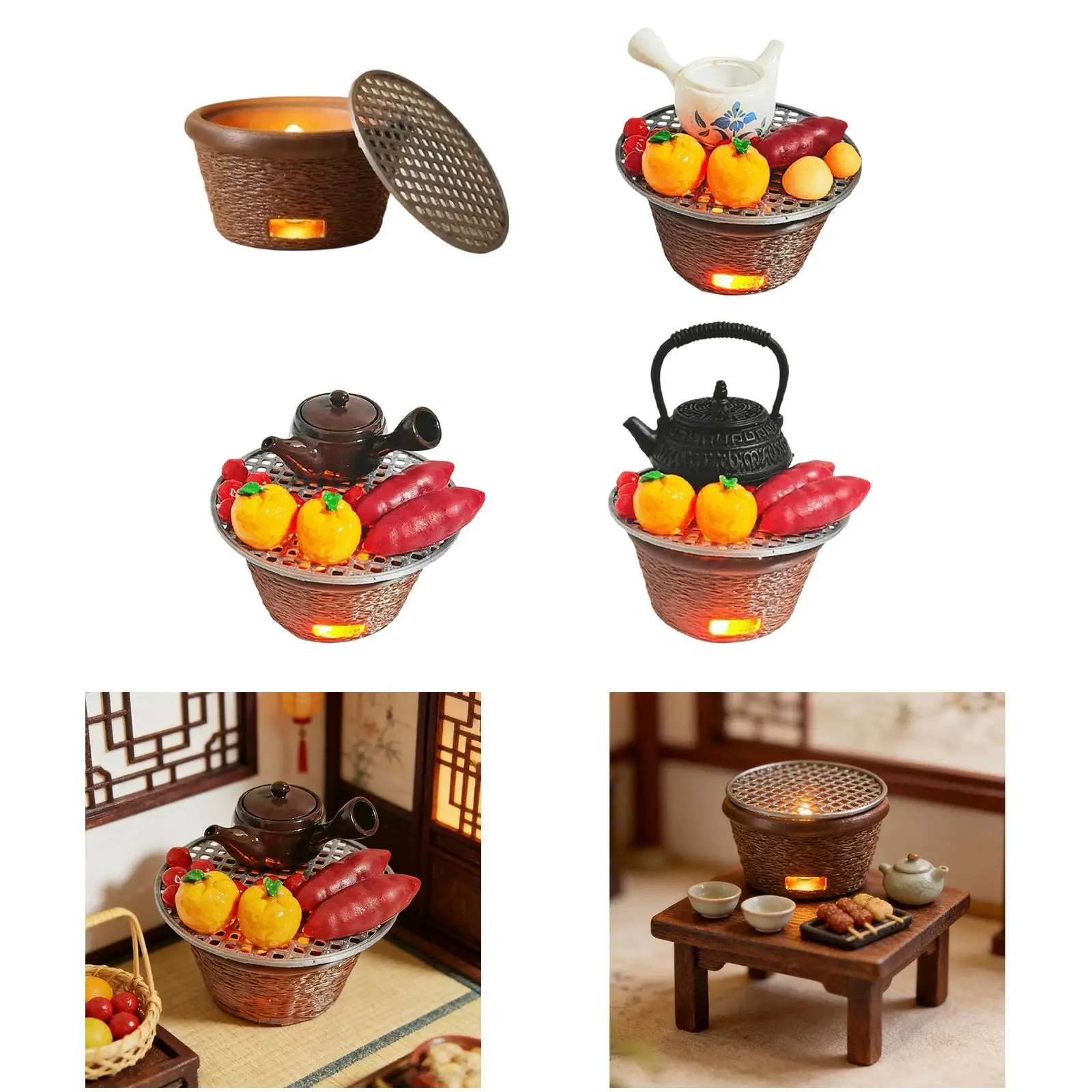 

Миниатюрная плита для кукольного домика с подсветкой, имитация китайской кухонной утвари, прочная, универсальная, для сказочного сада, игрушечная посуда для ролевых игр