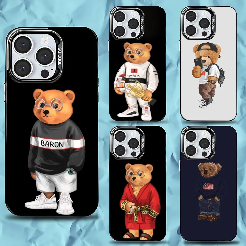 

Fashion Baron F-Filou B-Bear Phone Case For iPhone 16,15,14,13,12,11,Pro,Max,Plus,Mini,XS,SE Anti Fall Black Matte Hard Bumper