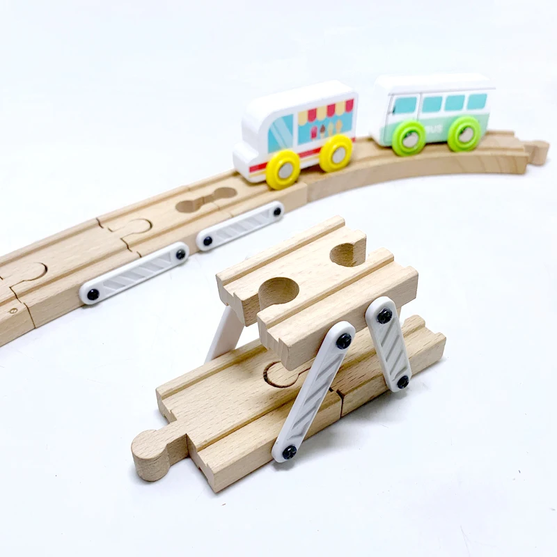 P93 Double Sided Track Multi-function Straight Rail Adapter Converter Wood Track Accessories Compatible Wooden Train Track