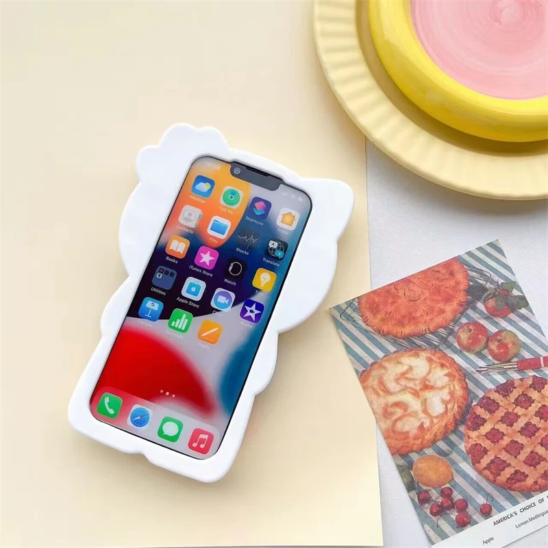 Funda de silicona suave de Sanrio 3D Hello Kitty con moño para iPhone 17 16 15 14 13 12 Pro Max 11 Xs XR 7 8 Plus SE 6
