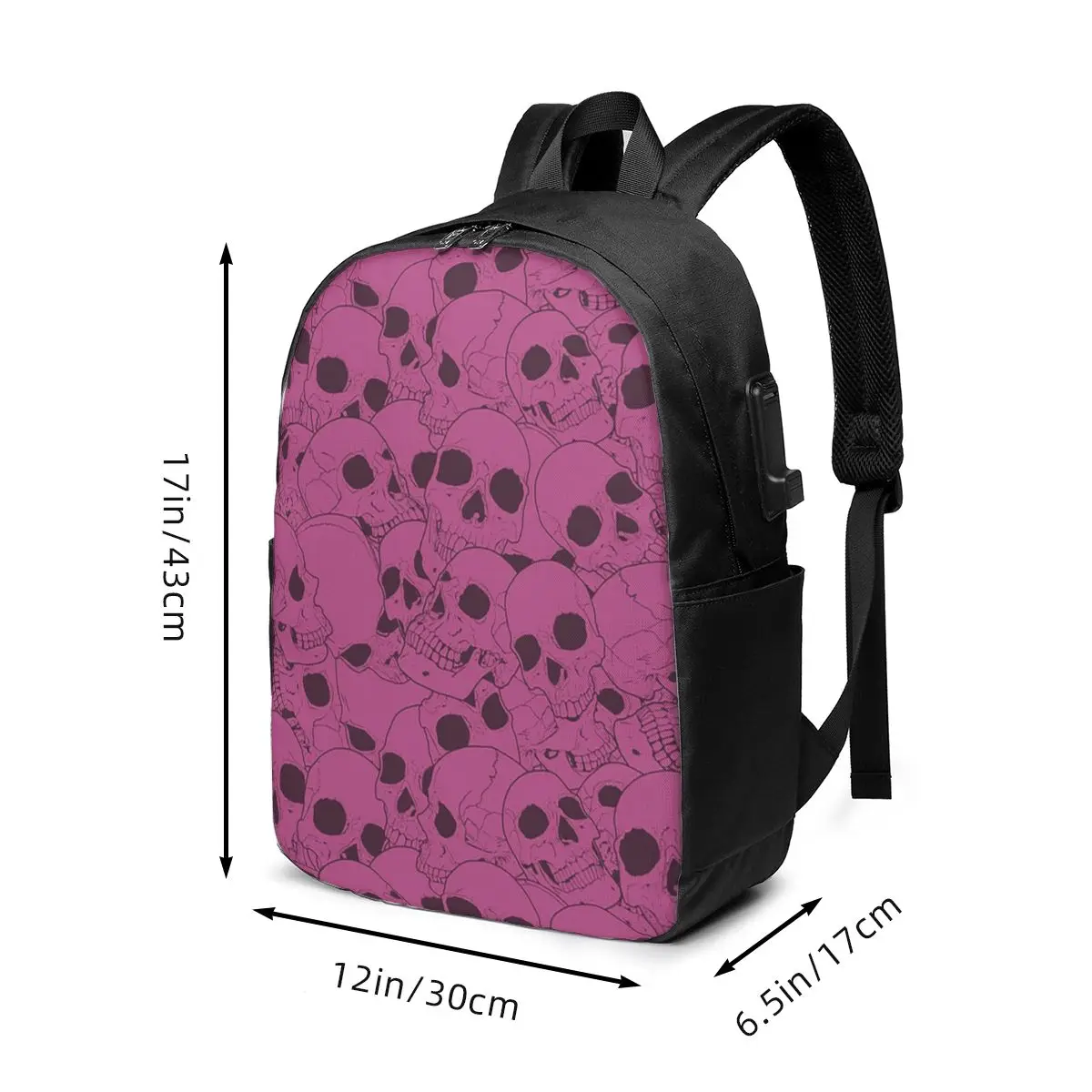 Pink Skull Pattern Backpack Travel Notebook Bag Computer College Student School Bag Laptop Shoulder Bags for Men Women