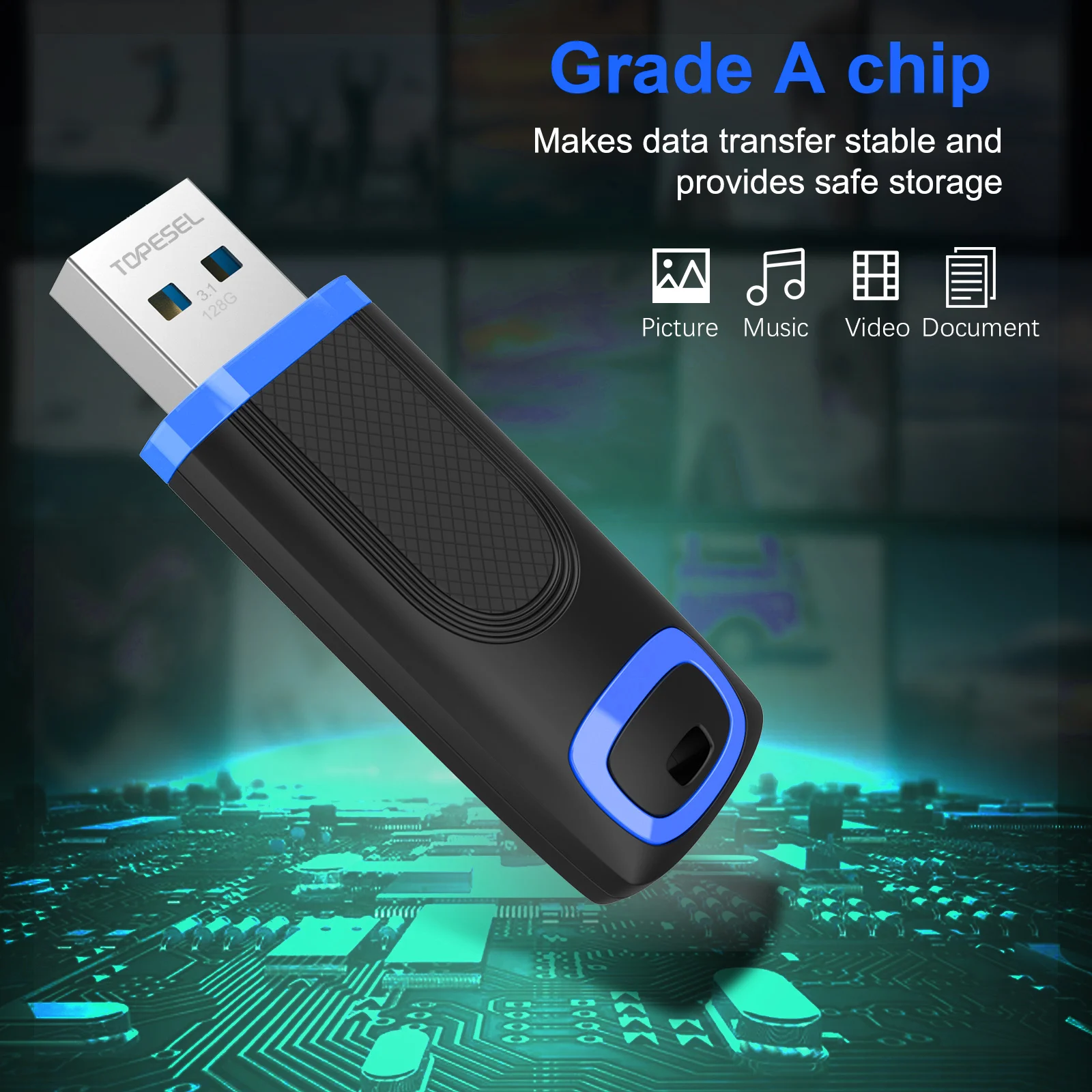 TOPESEL USB Flash Drive 3.1 Gen 2 Flash Drive 128G Alta Velocidade 256G Thumb Drive Armazenamento de Dados Memory Stick Jump Drive