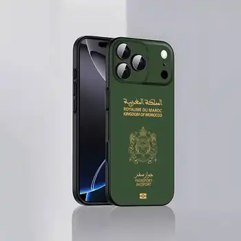 Pouzdro na telefon s marockou vlajkou a cestovním pasem pro iPhone 17, 16, 15, 14, 13, 12, Pro, Max, Plus, E, SE4, Air, Mini, černé 8 nejlepší prodej Pouzdro na iPhone Maroko - №7