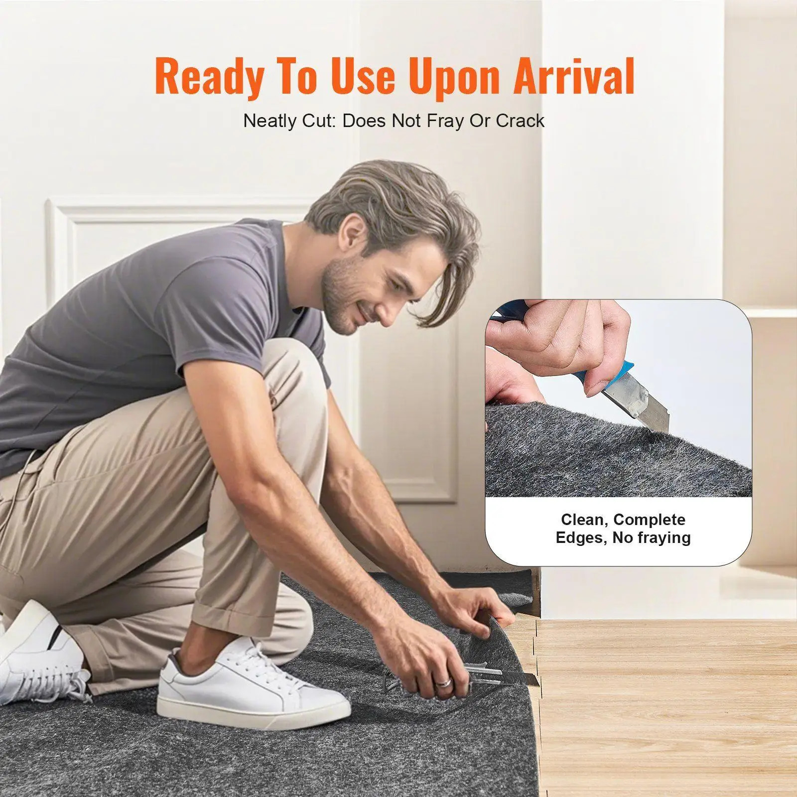 4'x6' 12mm Thick Rug Pad - Breathable Anti-Slip Carpet Underlay - Smooth Edge Finish for Long-Lasting Use