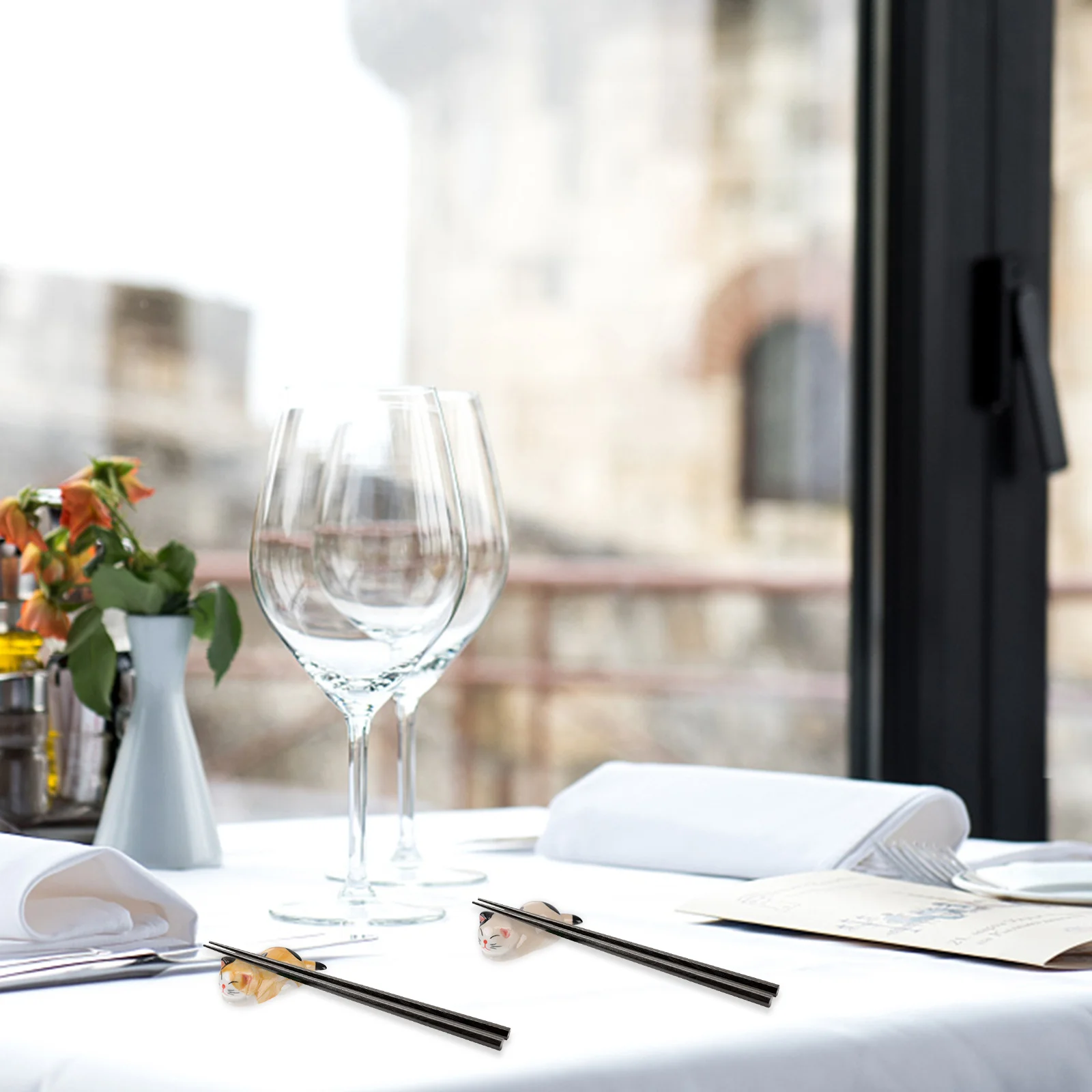 

Lucky Cat Ceramic Chopstick Rest 6pcs Japanese Style Spoon Fork Holder Kitten Dinner Tableware Kitchen Accessory Pillow