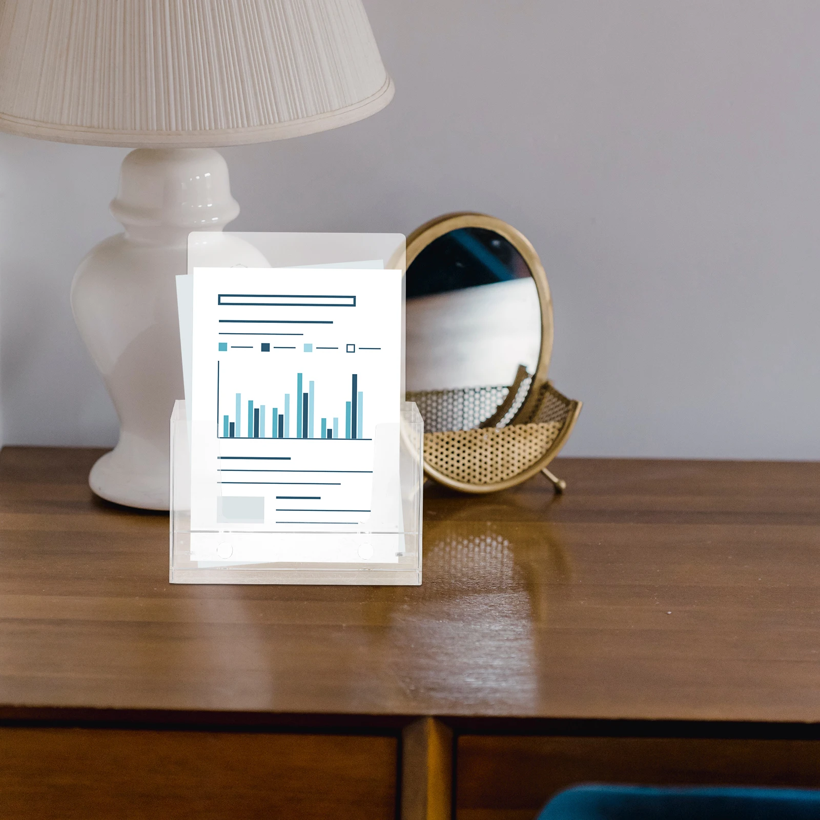 

Desktop Hanging File Rack Double-Deck Office File Holder Practical Transparent Pamphlets Stand Magazine Organizer Clear Display