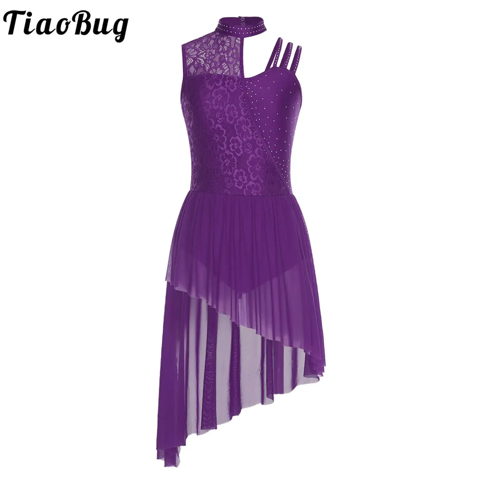 المرأة غنائية الكلاسيكية قاعة الرقص الباليه ملابس رقص الجمباز فستان الأزهار الدانتيل الراين قابل للفتح المنشعب فستان الباليه الفالس اللاتينية #1