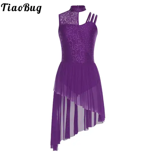 Vestido de leotardo de Ballet de salón clásico lírico para mujer, vestido de encaje Floral con diamantes de imitación, vestido con entrepierna que se puede abrir para Ballet, vals latinos