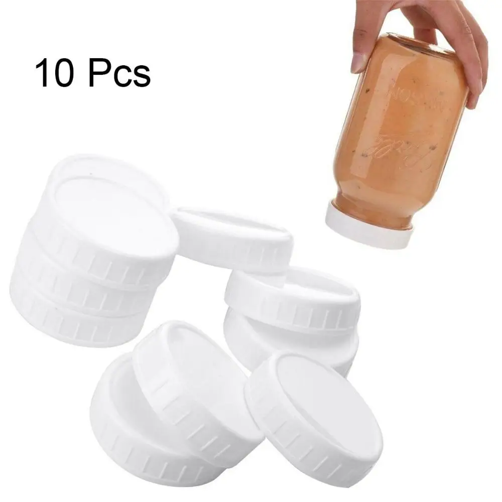 10X Plastic 70/86mm Storage Cap Ribbed Lids Regular Mouth Screw Caps for Mason Jars Canning