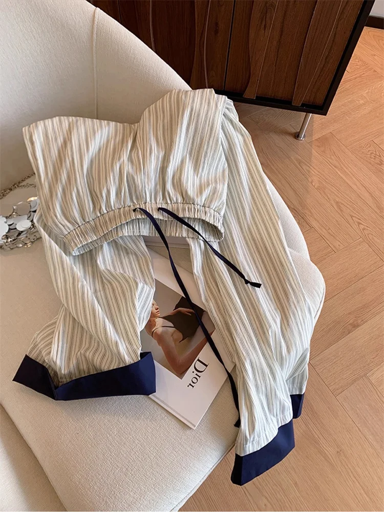 ارتفاع الخصر مرونة الخصر سراويل تقليدية الرجال النساء الصيف التخسيس فضفاض مستقيم الساق بنطال ذو قصة أرجل واسعة Faionable اللون تصميم Blo