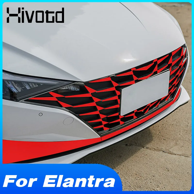 

Car Front Grille Cover Sticker Bumper Ventilation Exterior Decoration Accessories Styling Products For Hyundai Elantra 2022-2021