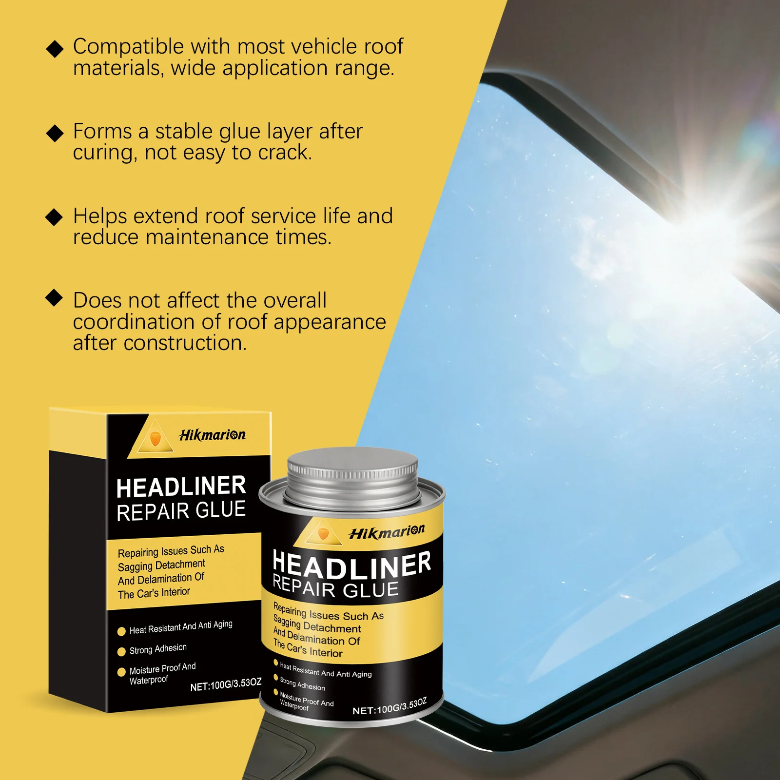 Car Headliner Repair Adhesive Powerful High Heat Resistant Car Interior Repair Restoration Glue For Car Roof Liner FabricLeather
