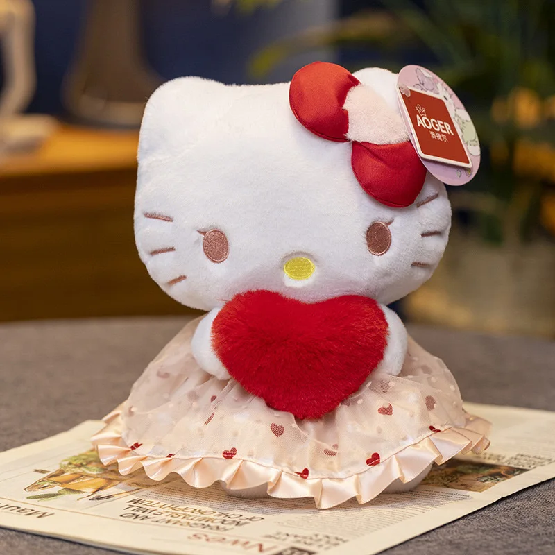 22cm Sanrio Hello Kitty Kuromi Poduszka KT Pluszowa zabawka Dziewczynki Miękkie wypchane zwierzę Zabawki Serce Moja melodia Cinnamoroll Rzeczy Lalka Prezenty