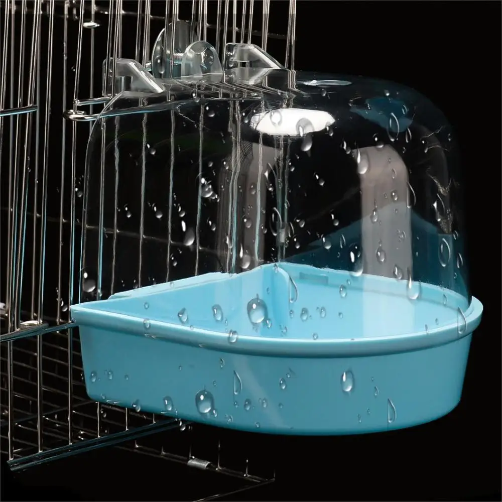 Hanging Bird Bath Box Parrots Bathtub Clear Visible Bath Shower Cage Accessories for Little Bird Canary Budgerigar Cockatiel