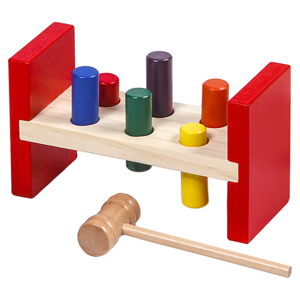 1Set Educational Hammer Wooden Pounding Station Early Learning Color Recognition Cognitive Plaything for