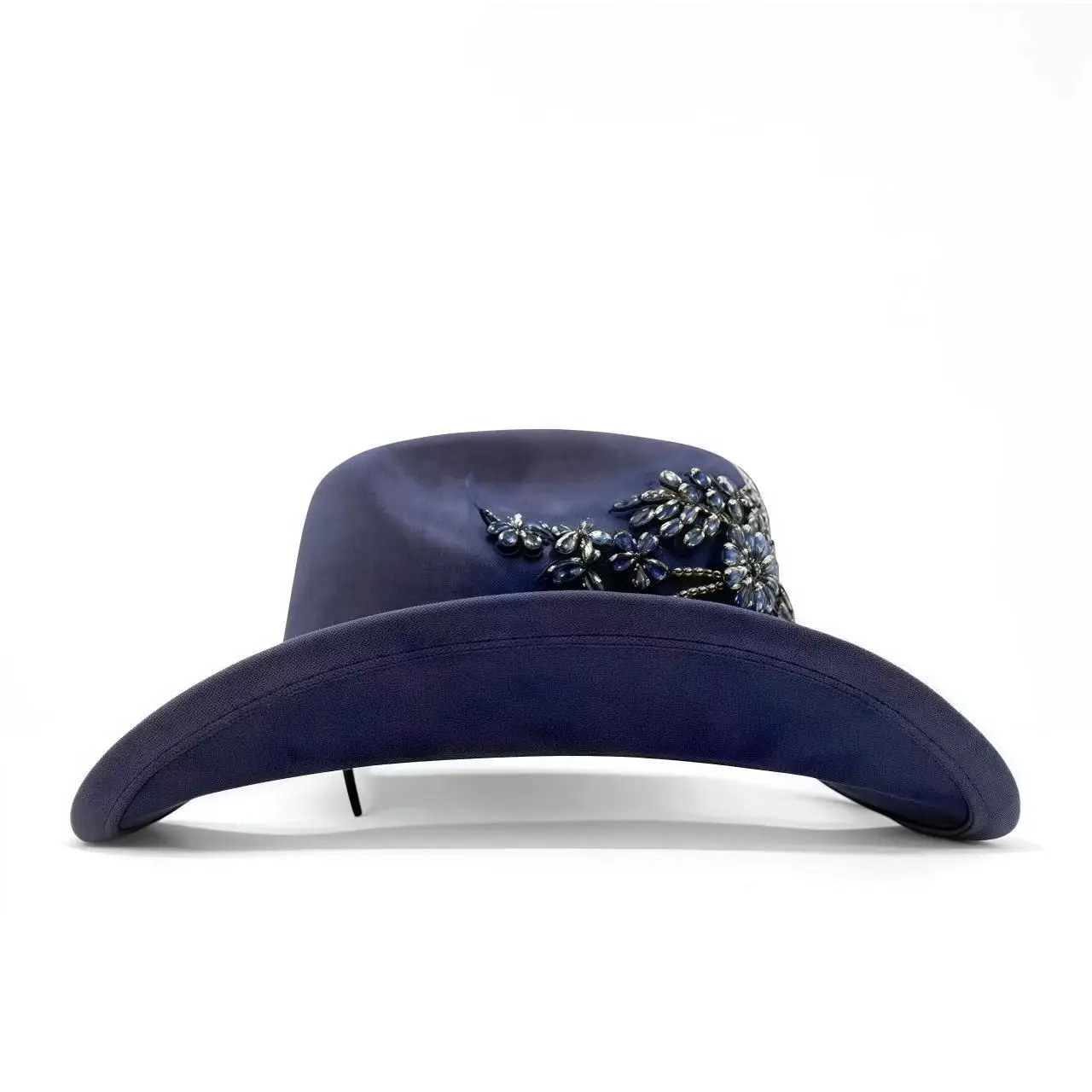 HongLuan Ciemnoniebieski Kapelusz na Halloween dla Dorosłych, Kapelusze Kowbojskie z Cyrkoniami dla Kobiet, Akcesoria do Cosplay Kowbojki, Kapelusz Kowbojski