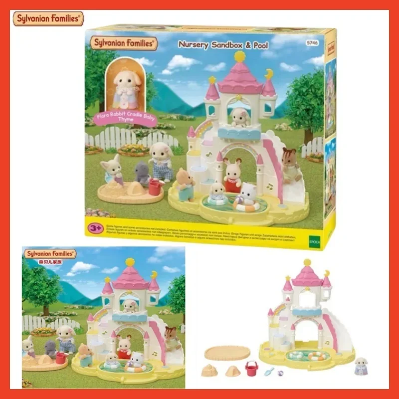 Sylvanian Families Anime Cute Clear Sky Castle Kindergarten Children's Toy School Simulation Play House Birthday Gift House