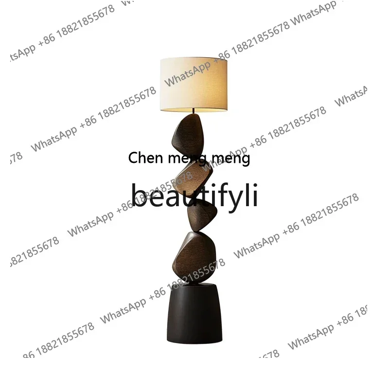 

Italian solid wood floor-to-ceiling living room, vertical atmosphere next to the sofa, high-end study decoration