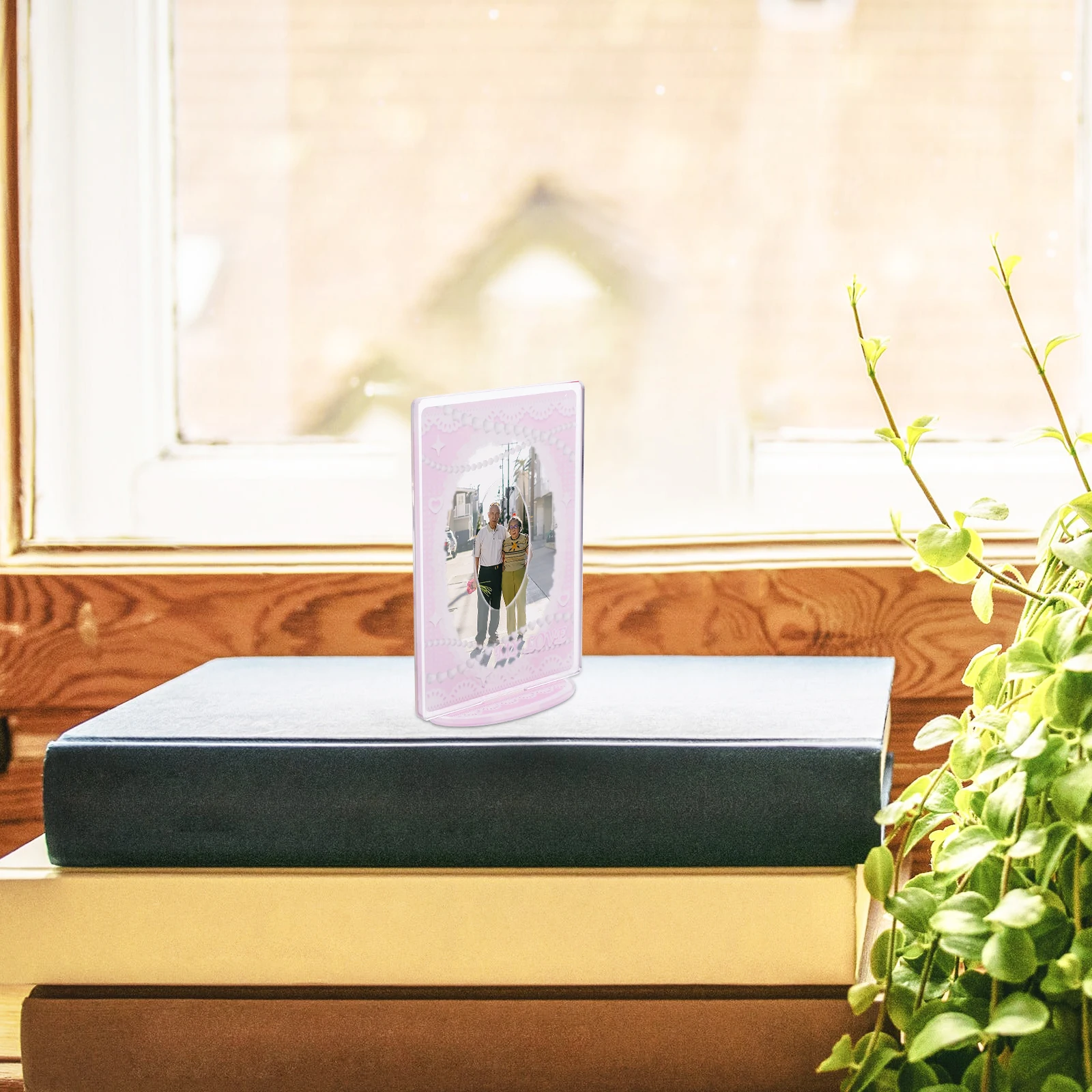 

Photocard Holder Acrylic Aluminum Alloy Compact Photo Frame Card Display Stand Postcard Display Stand for Desktop Decor