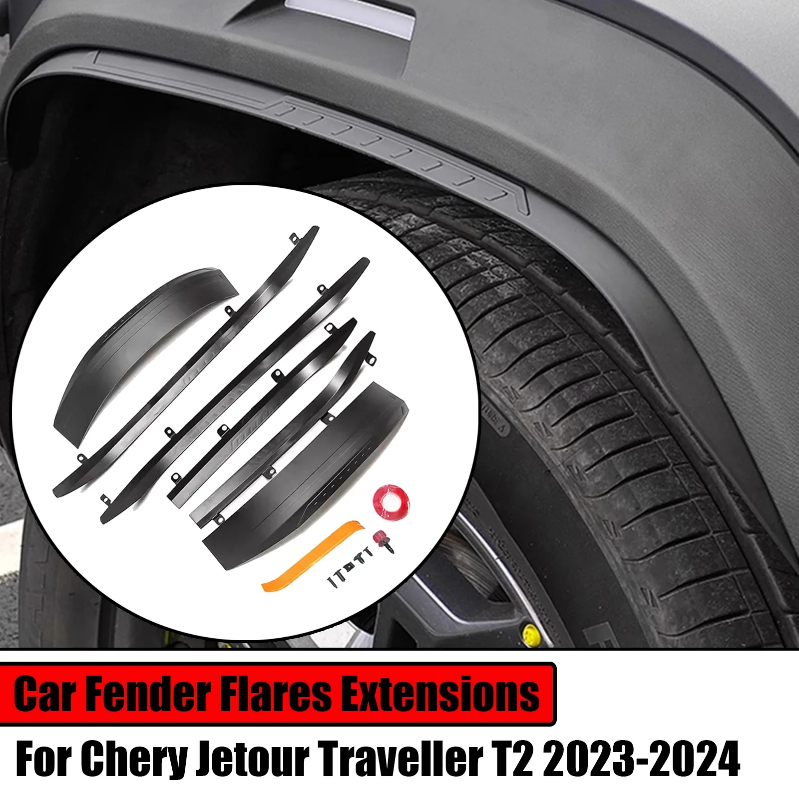 

For Chery Jetour T2 Traveller 2023-2024 Car Front Rear Fender Flares Extensions Set Wheel Arch Flaps Mudguard Splash Wide Body