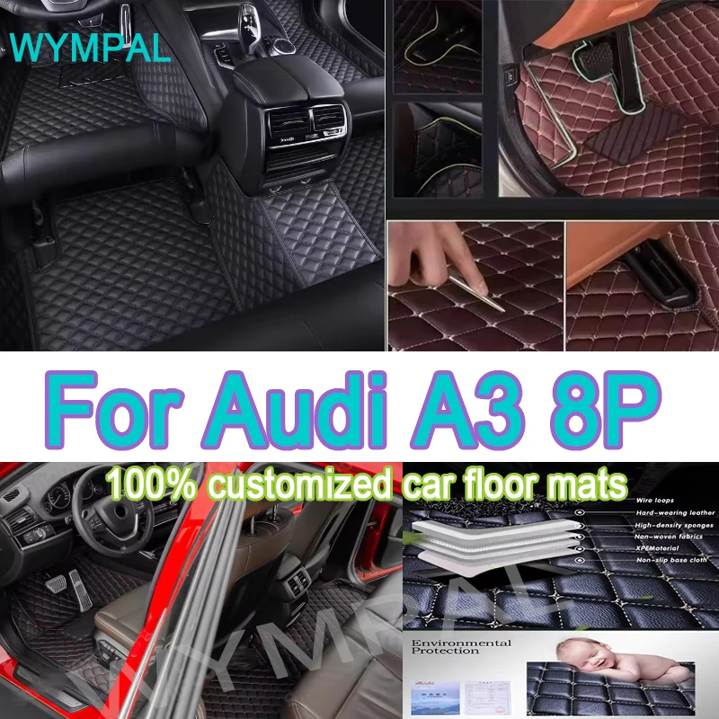 

Luxury Car Floor Mat For Audi A3 8P 2004~2010 DropShipping Center Interior Accessories 100% Fit Leather Carpets Rugs Foot Pads