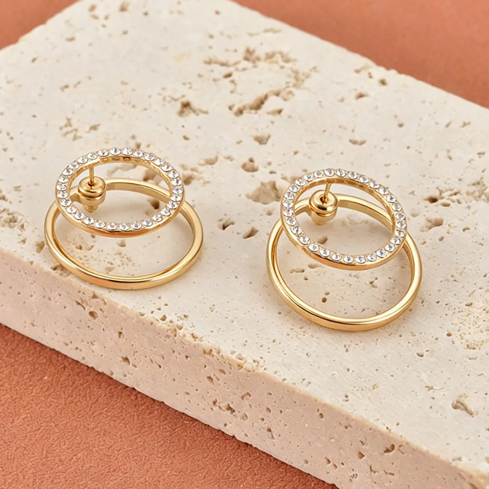 JeeMango Zarte Kreis-Ohrstecker mit vollem Zirkon für Damen, 18 Karat Gold, PVD-beschichteter Edelstahl, Ohrringe, Modeschmuck, E26104 – Detail 3
