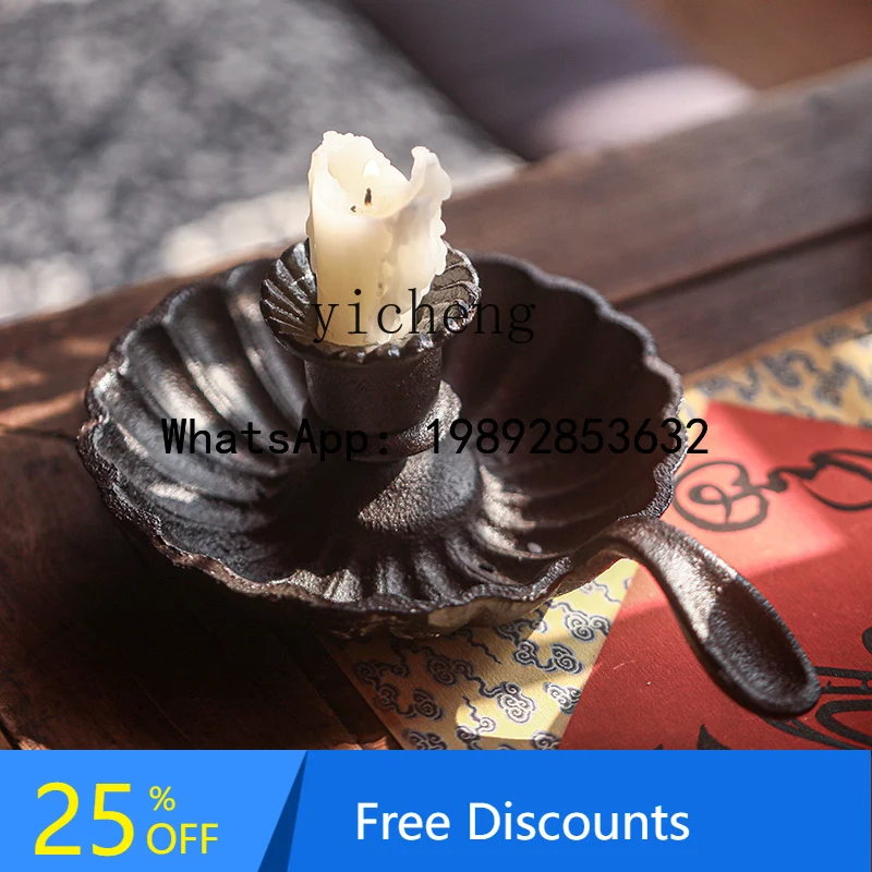 

Cast Iron Vintage Candle Holder Decoration Homestay Scenery Ornament Desk Vintage Decor