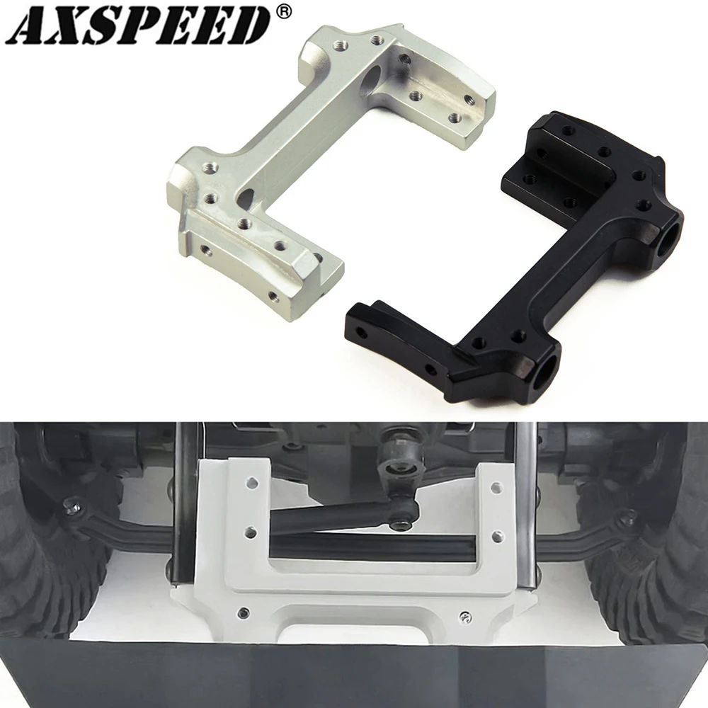 AXSPEED-soportes de parachoques de riel delantero de Metal, servosoporte para Axial 90047 Wrangler y SCX10 II 90046 1/10 RC Crawler Car, piezas de actualización