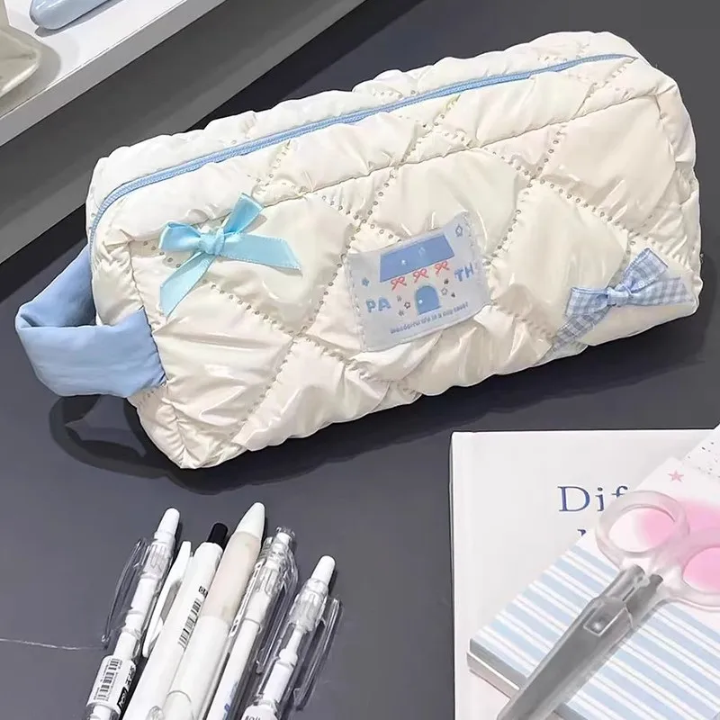 Multi-Functional Stationery Organizer Bag Creative Pink Bow Pencil Case Large Capacity Storage Pencil Bag SInstagram Style