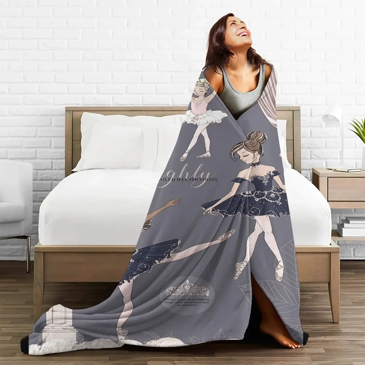

Baby Blanket Ballet Dancing Girl Ballerina Sofa Cover Flannel Decoration Soft Gift Throw for Bedding Bedroom Bedding Throws