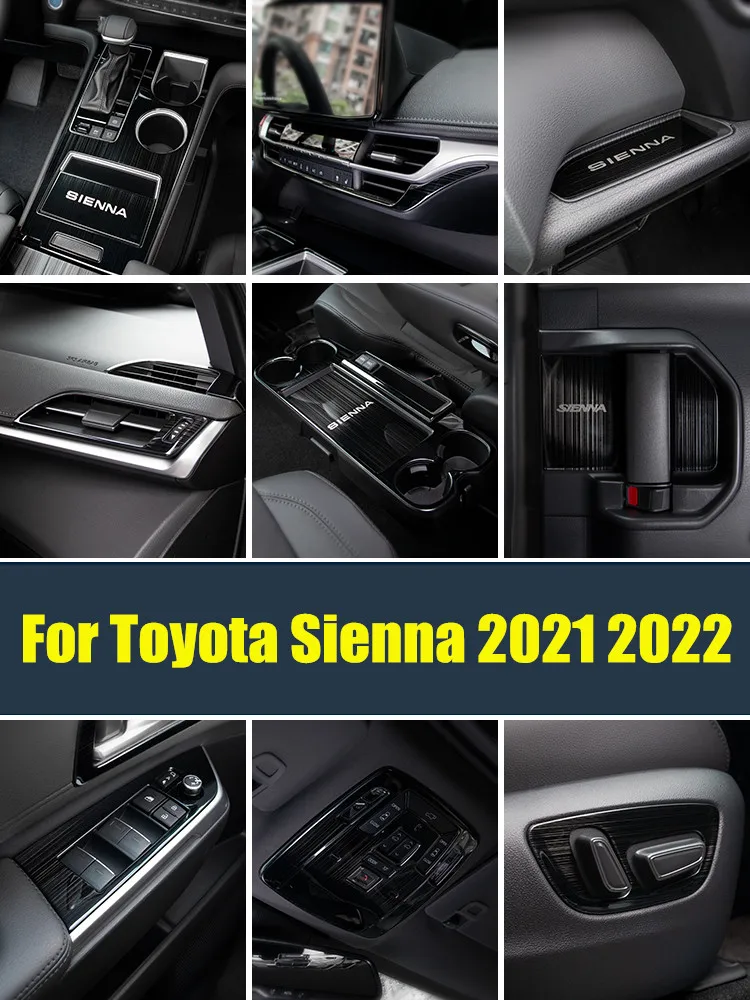 Accessories For Toyota Sienna 2021 2022 Car Styling Accessories Interior Brushed Drawing Stainless steel Decoration Cover Trim