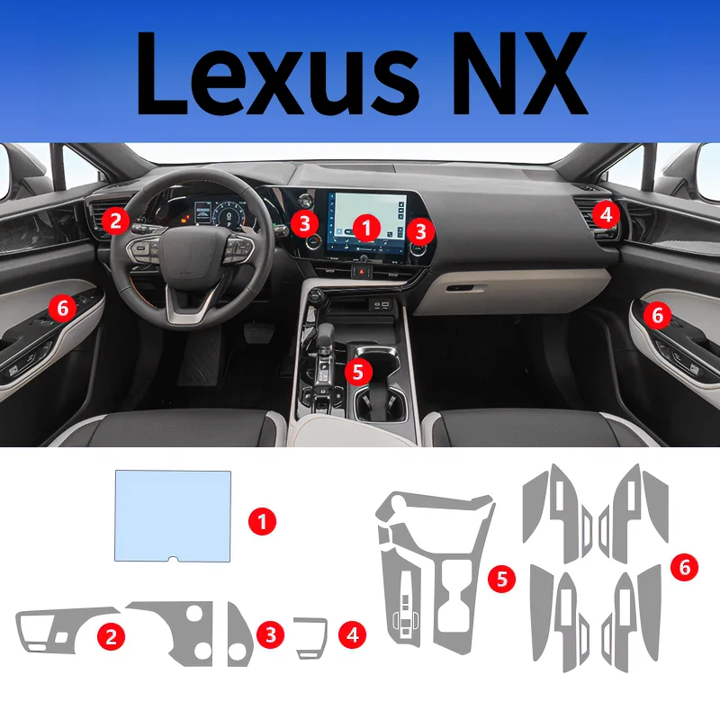

For Lexus NX 22-24models interior protection Dashboard Multimedia Navigation Transparent Scratch-Resistant Film Modification