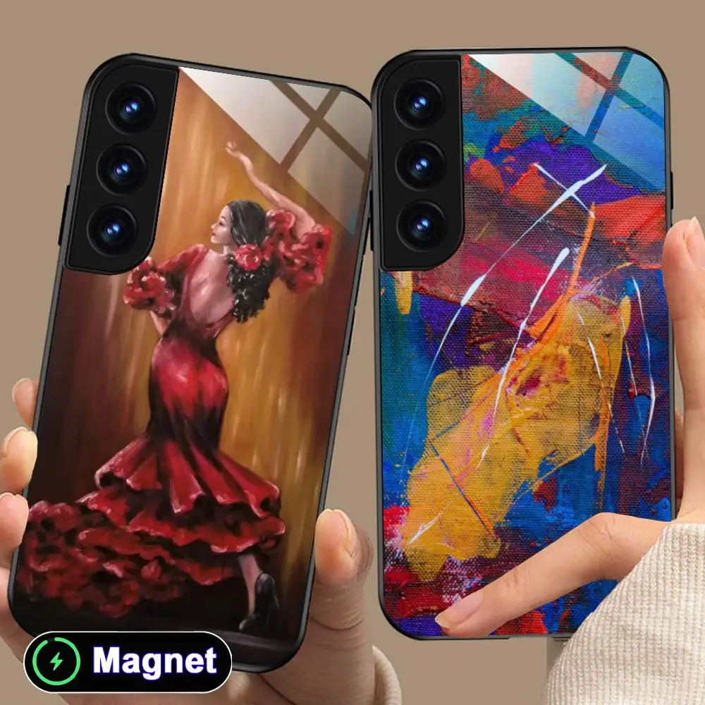 Abstract Oil Painting Phone Case for Samsung Galaxy S26 S25 S24 S23 S22 S21 S20 Note20 Plus FE Ultra Glass Magnet Cover