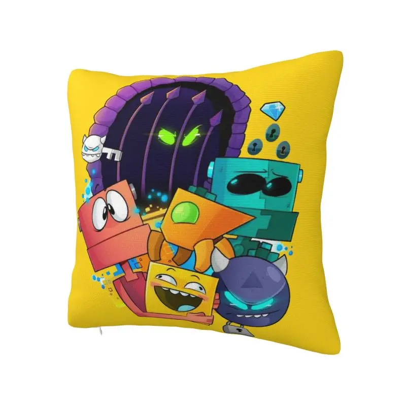 Custom Cartoon Game Geometry Cube Dashes Square Pillow Cover Decoration 3D Two Side Printed Cushion Cover for Sofa