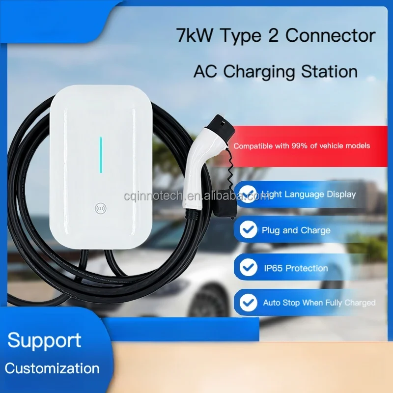 INNOTECH Popular 7KW Wallbox EV Charger for Electric Car Charging with LCD Display New Energy Vehicle Parts & Accessories view 6