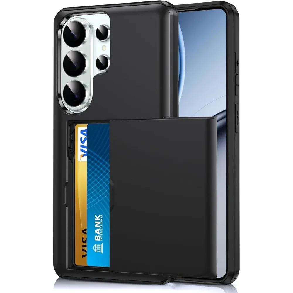 Heavy Duty Hybrid Phone Case For Samsung Galaxy S25 Edge S24 S23 S26 FE Ultra Plus With Card Holder Anti-scratch Protector Cover