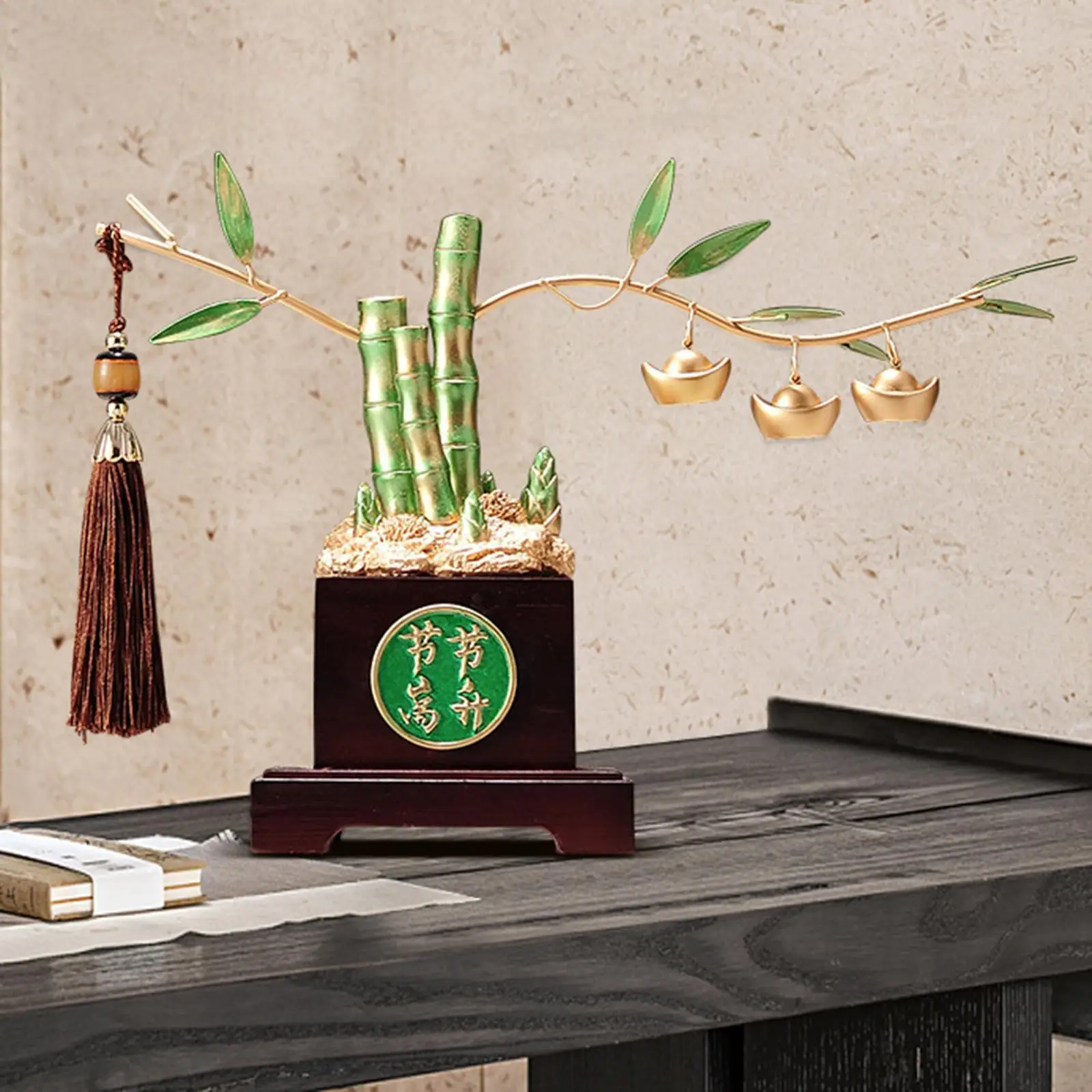 

Bamboo Statue Ornament Lucky Desktop Ornament for Fireplace Cabinet Office