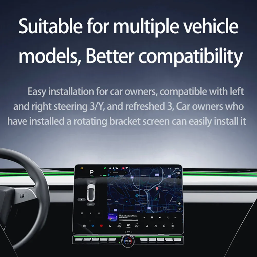 New Physical Control Multi-function Button With Rotating LCD Display for Tesla Model 3 & Y 2016-2024 model3 Highland