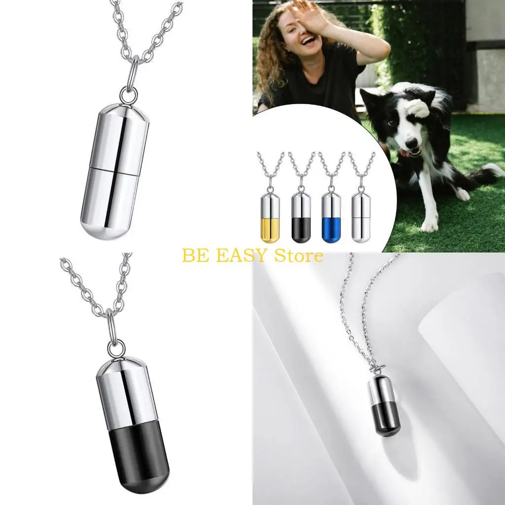 E28F Simple Necklace Ashes Vessel Ashes Necklace for Pet Urn Carry Along Necklace Memorial Locket Urn Container