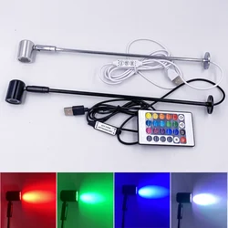 미니 RGB USB LED 스포트라이트, 표면 장착 캐비닛 쇼케이스 카운터 주얼리 램프, 회전 각도 천장 미니 스포트라이트, 5V, 1W, 3W