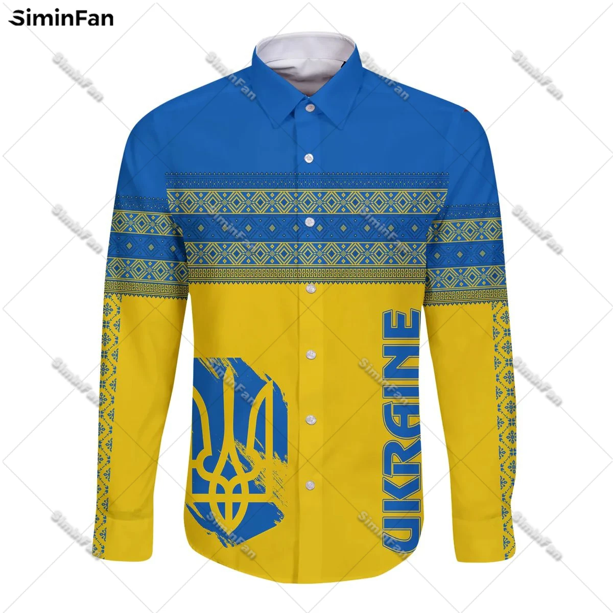 Ukraine Coat Of Arms 3D All Over Printed Men Long Sleeve Button Shirt Male Female Blouse Unisex Spring Autumn Hawaii Lapel Top-1