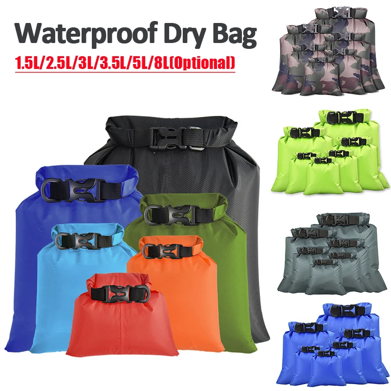 3PCS/6PCS Waterproof Dry Bag Pack Sack Outdoor Swimming Bag Ultralight Camping Floating Sailing Canoing Boating Storage Pouch